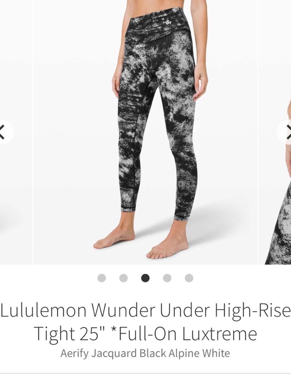 Lululemon Wunder Under High-Rise Leggings black and white splatter legging 8